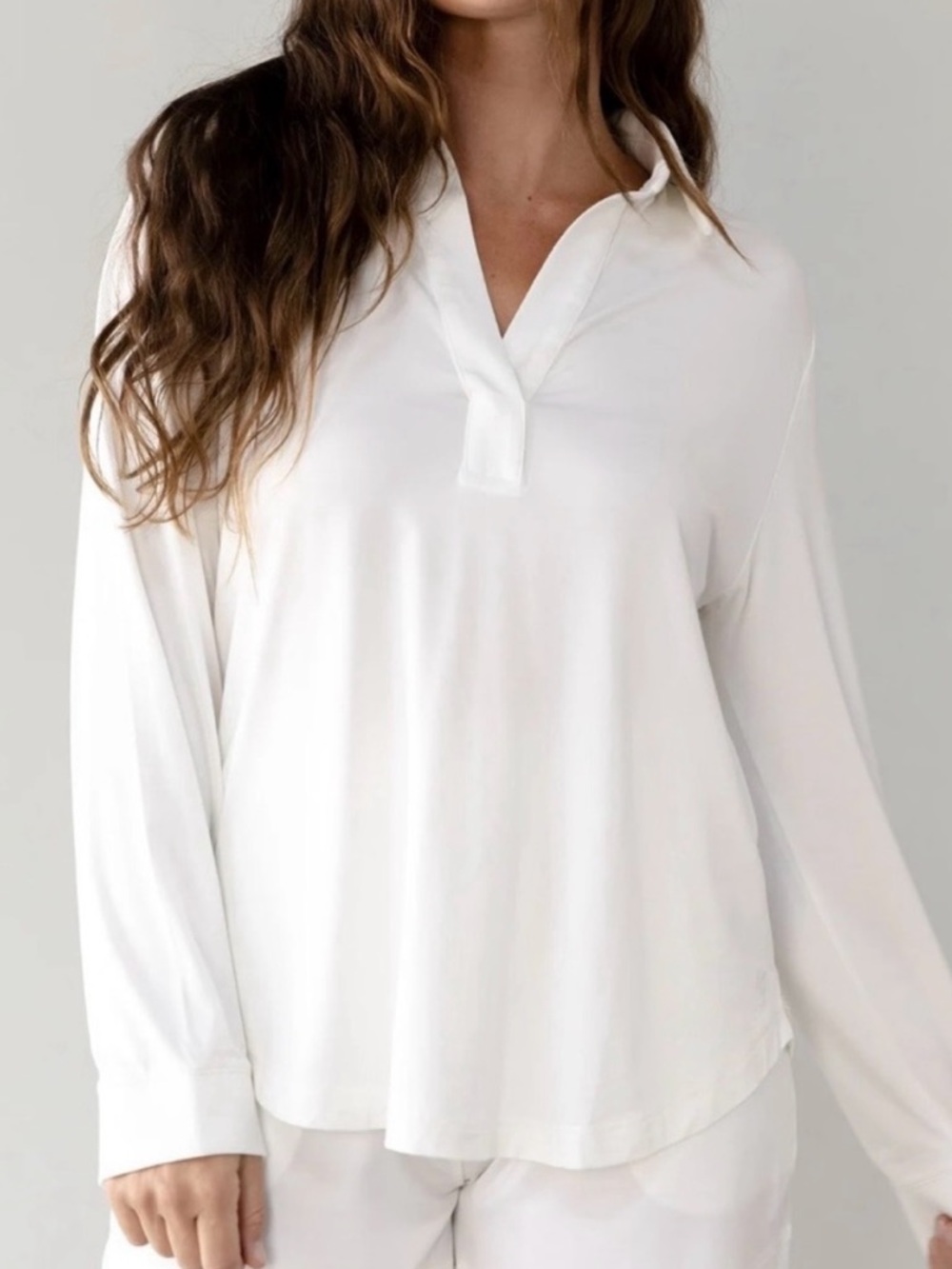 NWT Cozy Earth Bamboo Stretch Long Sleeve Polo